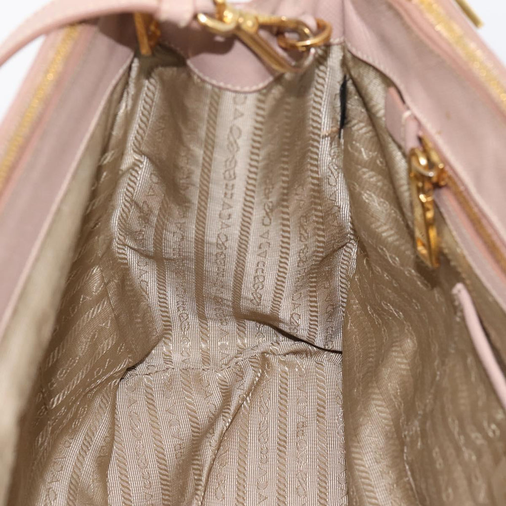 PRADA Galleria Hand Bag Saffiano 2way Pink Gold Tone Auth 202076V