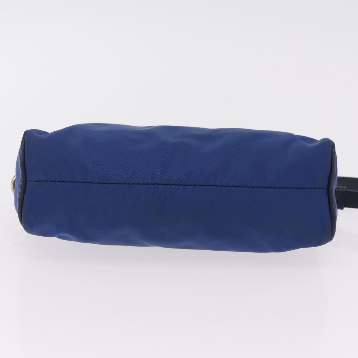PRADA Shoulder Bag Nylon Blue Gold Auth 202491