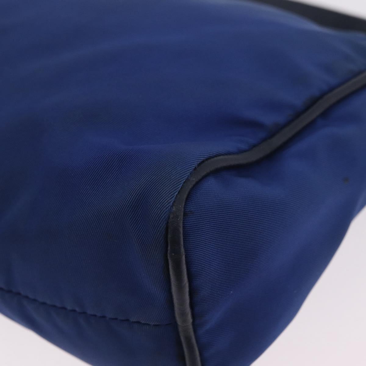 PRADA Shoulder Bag Nylon Blue Gold Auth 202491