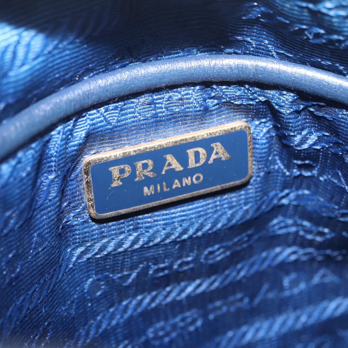 PRADA Shoulder Bag Nylon Blue Gold Auth 202491