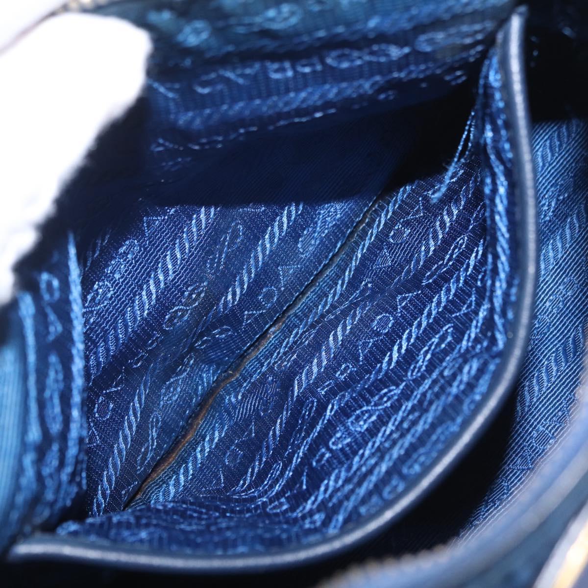 PRADA Shoulder Bag Nylon Blue Gold Auth 202491