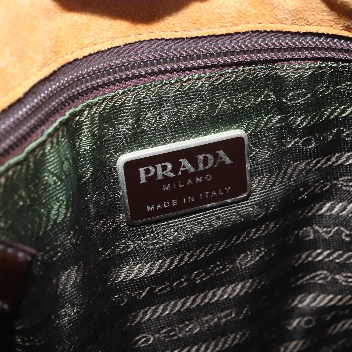 PRADA Hand Bag Suede Beige Auth 202880