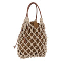 PRADA Tote Bag Knitted Fabrics Beige Silver Auth 202904SAM