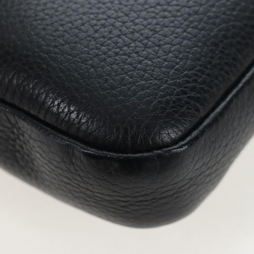 PRADA Shoulder Bag Vittero Dino Leather Black Silver Auth 202911V