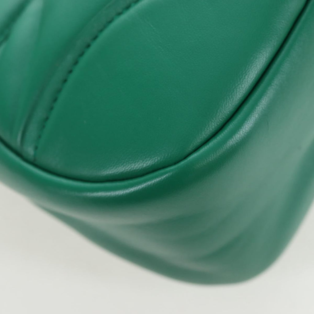PRADA Moon Paddock Hand Bag Leather 2way Green Silver Auth 203196SAM