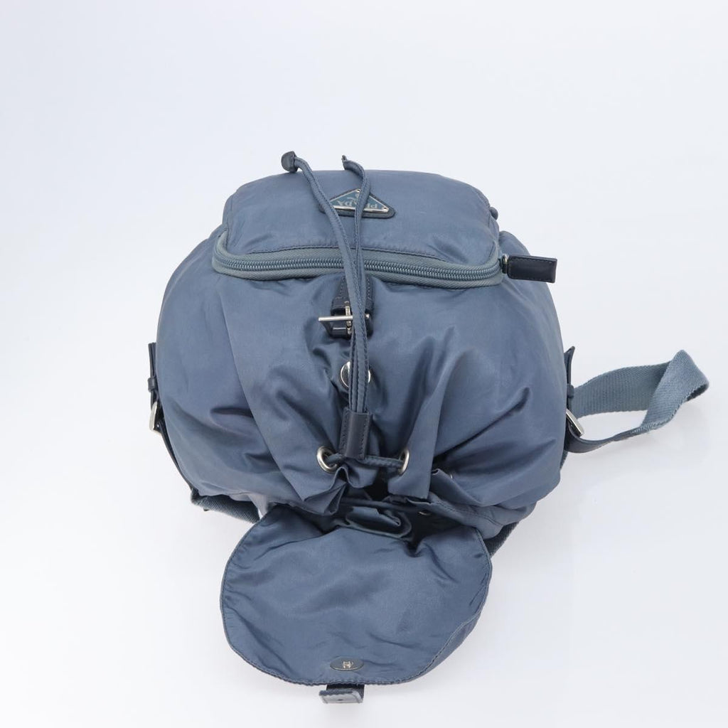 PRADA Backpack Nylon Light Blue Silver Auth 203438
