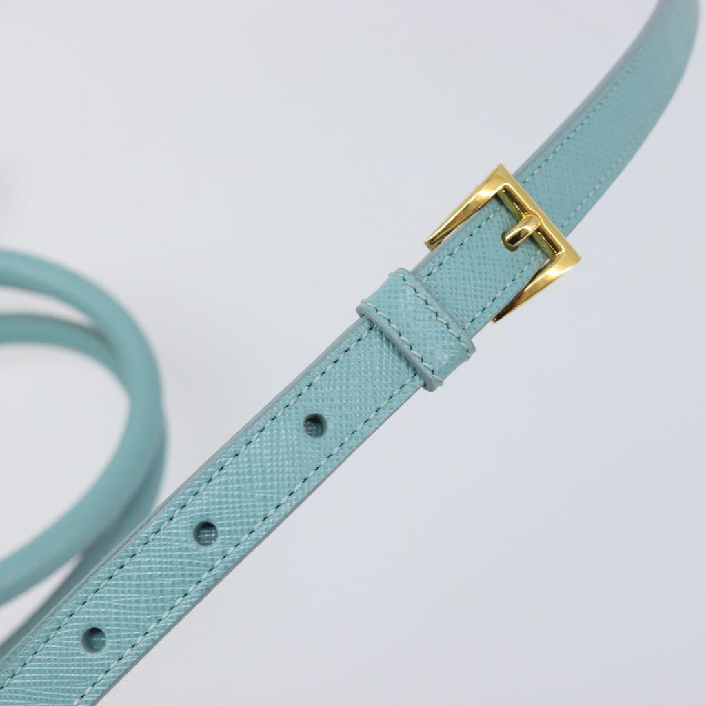PRADA Boston Bag Saffiano leather 2way Light Blue Gold Auth 203450M