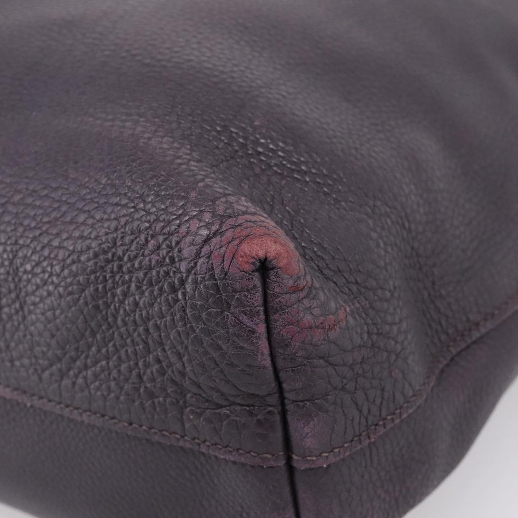 PRADA Hand Bag Vittero Dino Leather Purple Silver Auth 203600