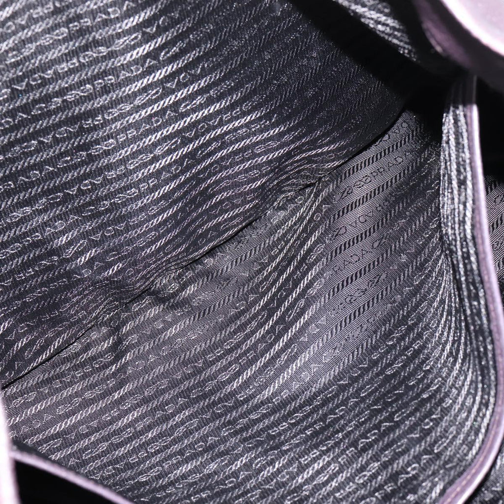 PRADA Hand Bag Vittero Dino Leather Purple Silver Auth 203600