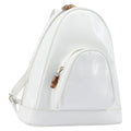GUCCI Bamboo Shoulder Bag Patent Leather White Silver Auth 203638