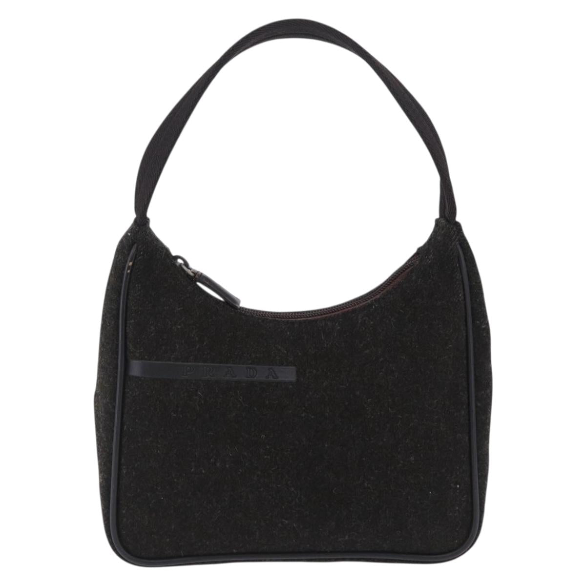 PRADA PRADA Sports Accessory Pouch Canvas Wool Black Auth 203830A
