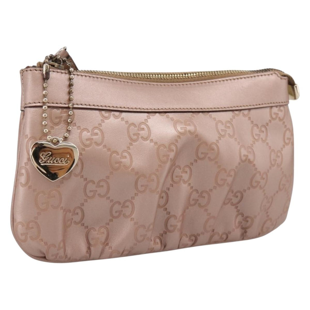 GUCCI GuccissimaGG Pouch Leather Pink Gold Tone 224073 Auth 203852A