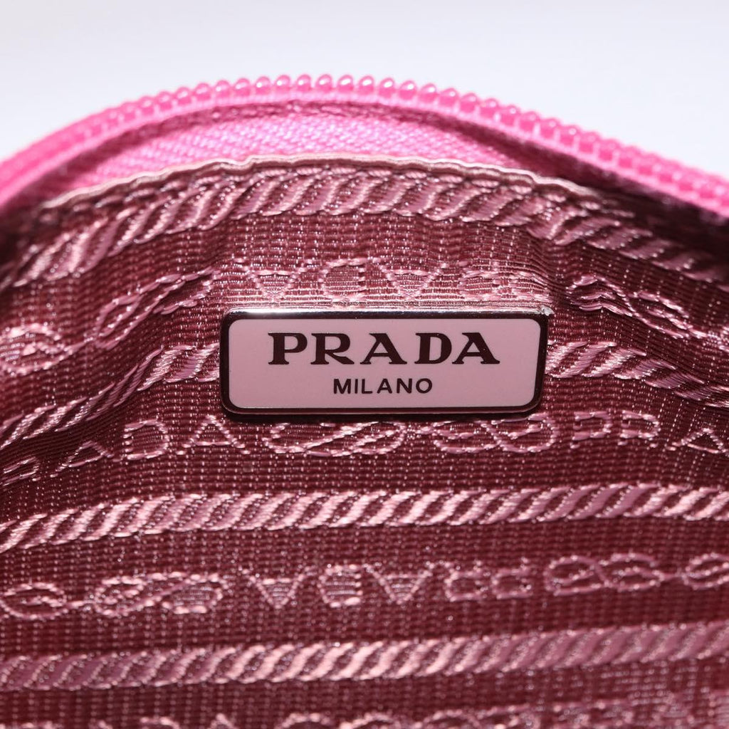 PRADA Hand Bag Nylon Pink Silver Auth 204035V