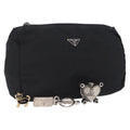 PRADA Pouch Nylon 4 Set Black Silver gold Auth 204250