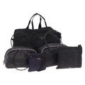 PRADA Shoulder Bag Nylon Leather 5 Set Black Purple Auth 204287