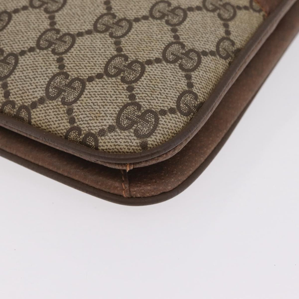 GUCCI GG Supreme Shoulder Bag PVC Leather Beige Gold 904 23 025 Auth 204309