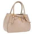 PRADA Hand Bag Vitter Shine Beige Gold Auth 204524