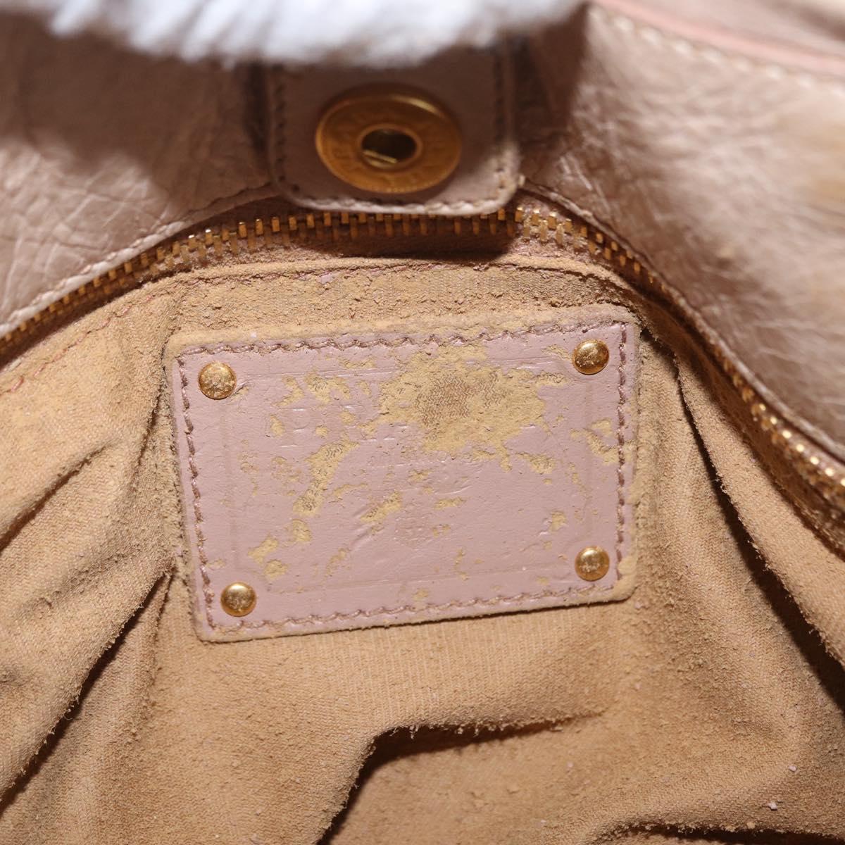 PRADA Hand Bag Vitter Shine Beige Gold Auth 204524
