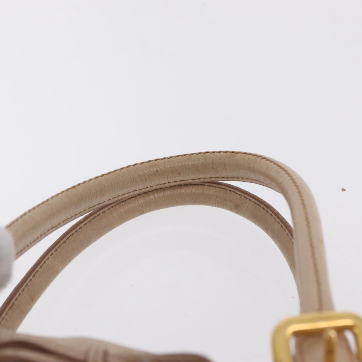 PRADA Hand Bag Vitter Shine Beige Gold Auth 204524