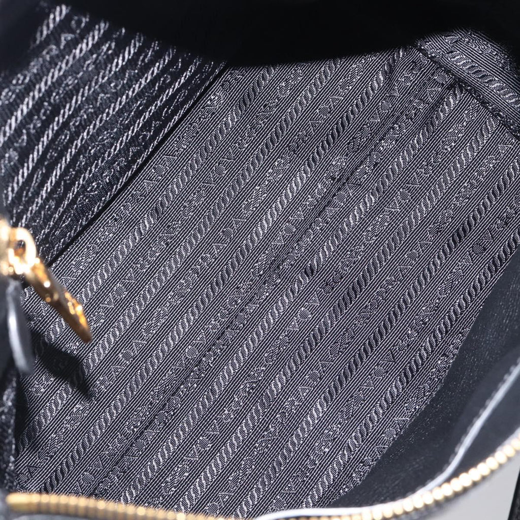PRADA Hand Bag Leather 2way Black Gold Tone Auth 204580M