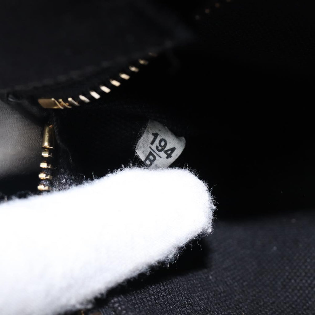 PRADA Canapa PM Hand Bag Canvas Black Gold Tone Auth 204699