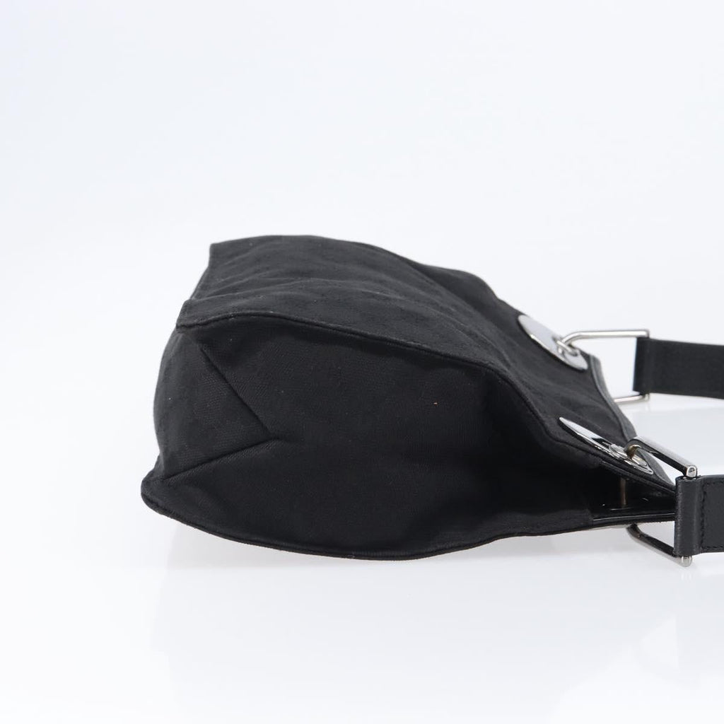 GUCCI GG Canvas Shoulder Bag Black Silver 120841 Auth 204749A
