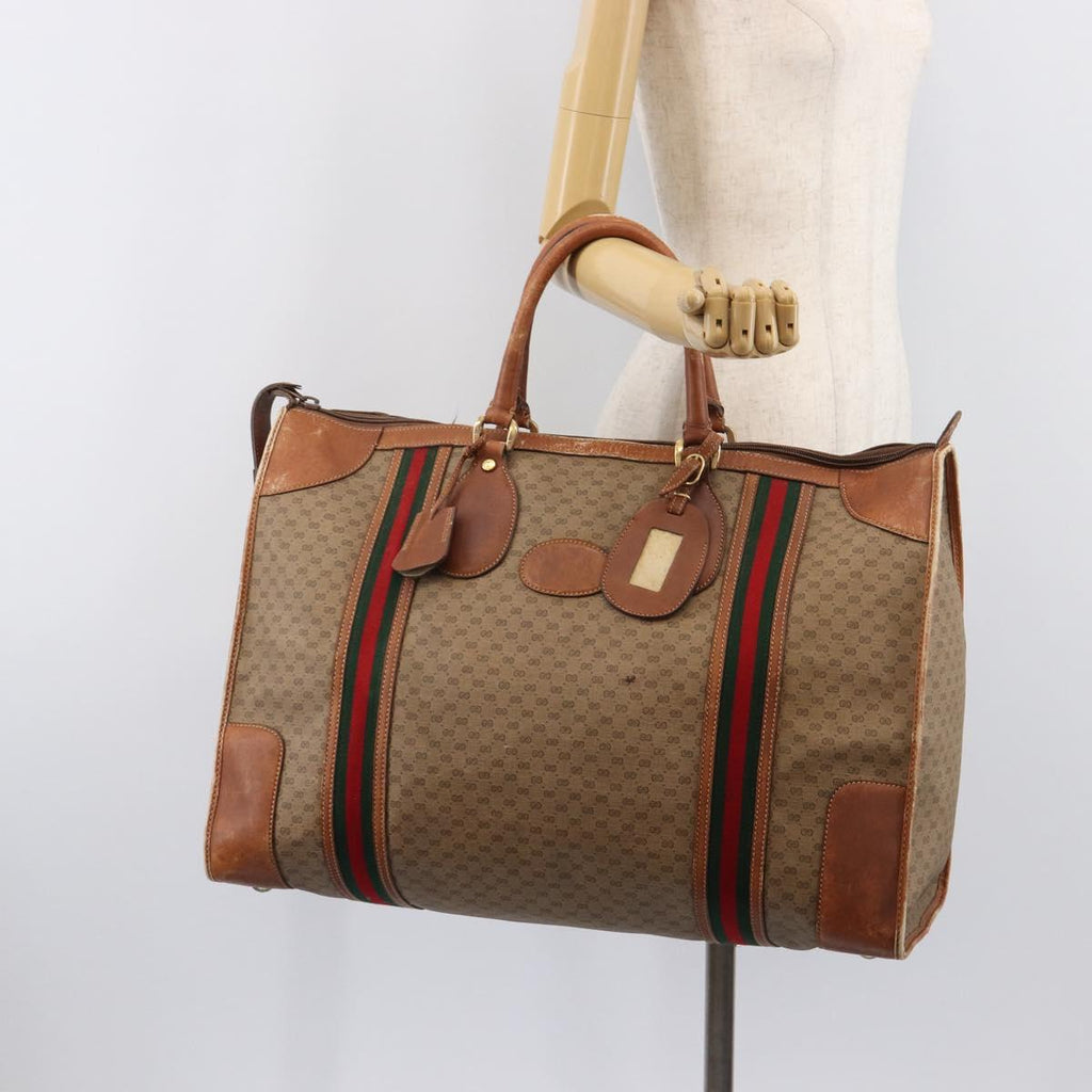GUCCI Micro GG Supreme Web Sherry Line Bag PVC Beige 012 067 1125 Auth 204752