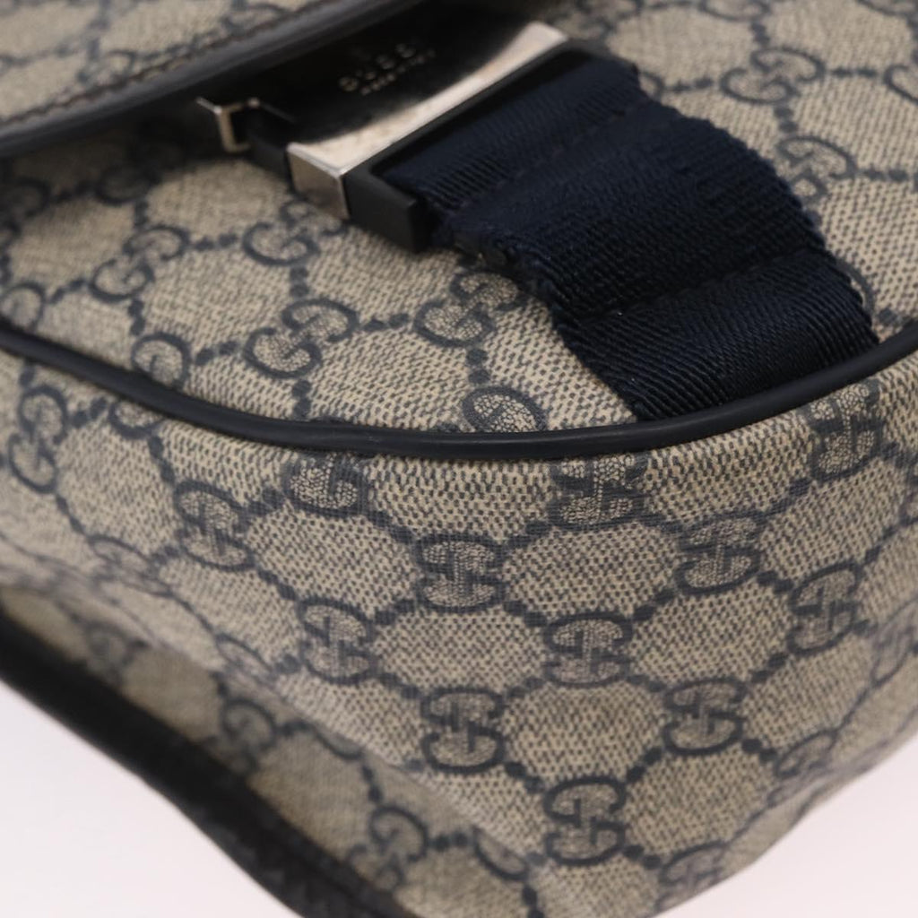 GUCCI GG Supreme Shoulder Bag PVC Navy Silver 201732 Auth 204923A