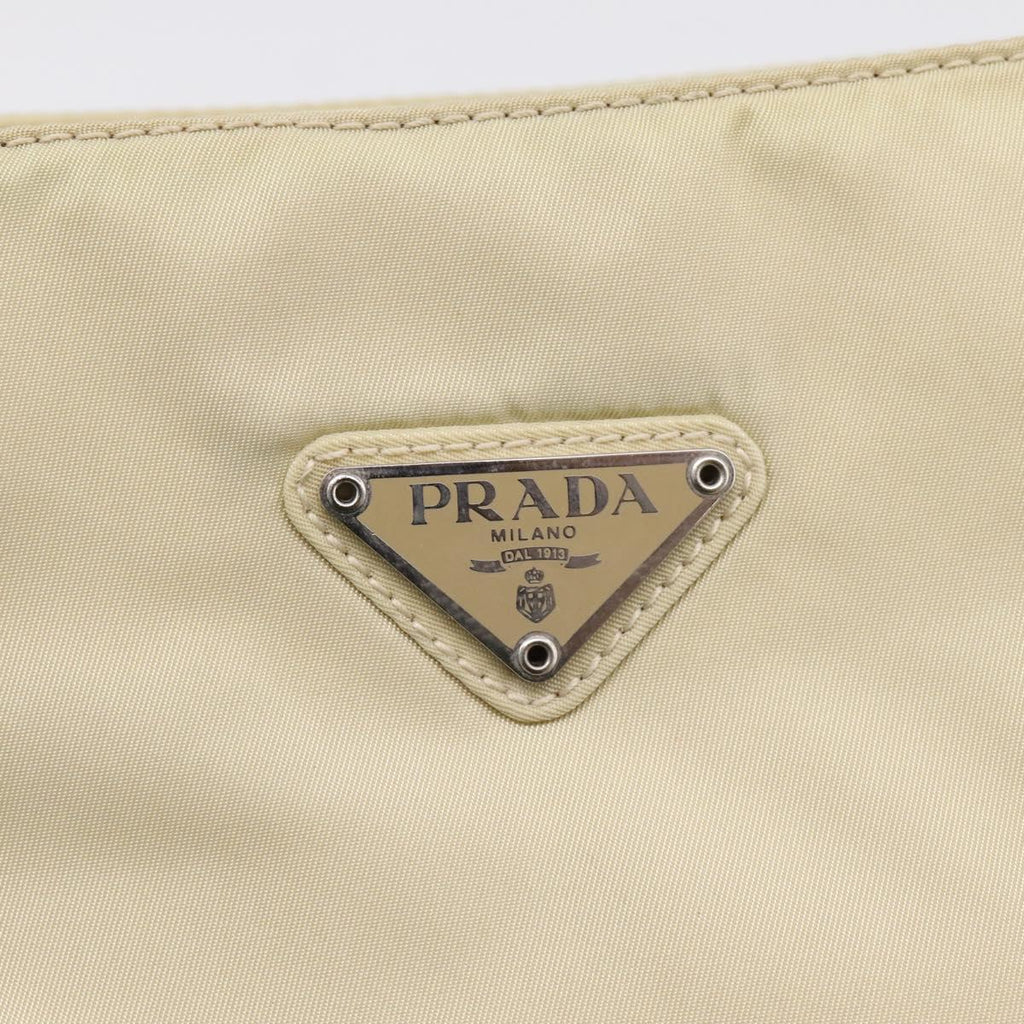 PRADA Chain Shoulder Bag Nylon Ivory Silver Auth 205029A