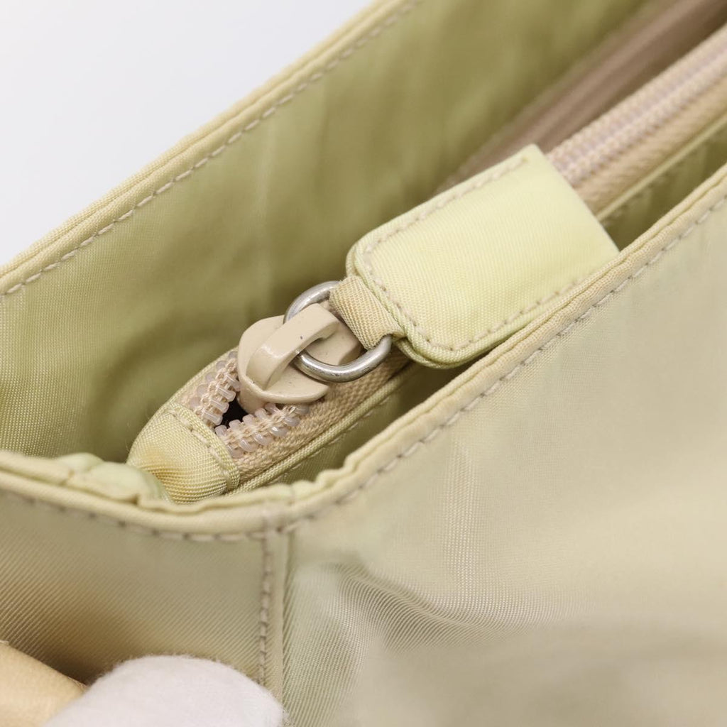 PRADA Chain Shoulder Bag Nylon Ivory Silver Auth 205029A