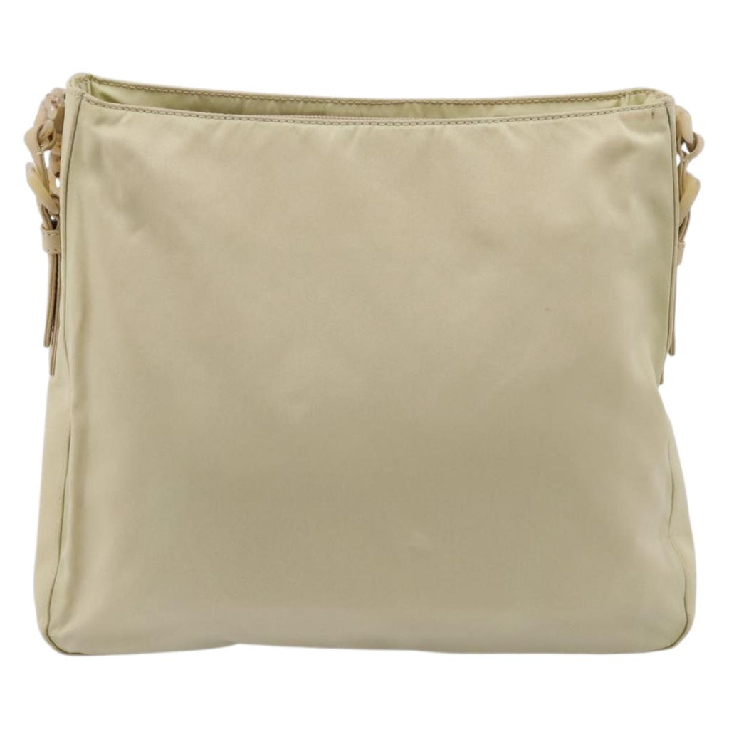 PRADA Chain Shoulder Bag Nylon Ivory Silver Auth 205029A