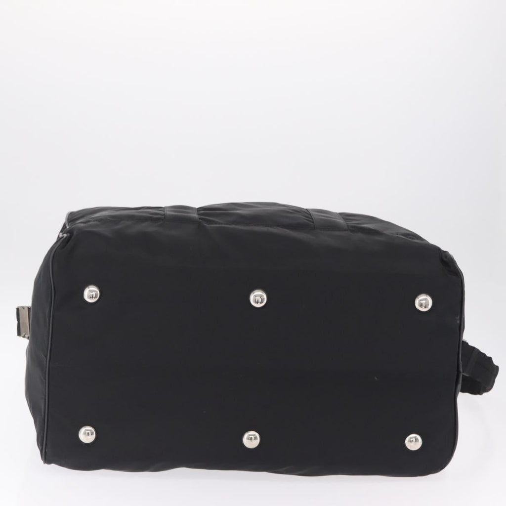 PRADA Boston Bag Nylon 2way Black Silver Auth 205032
