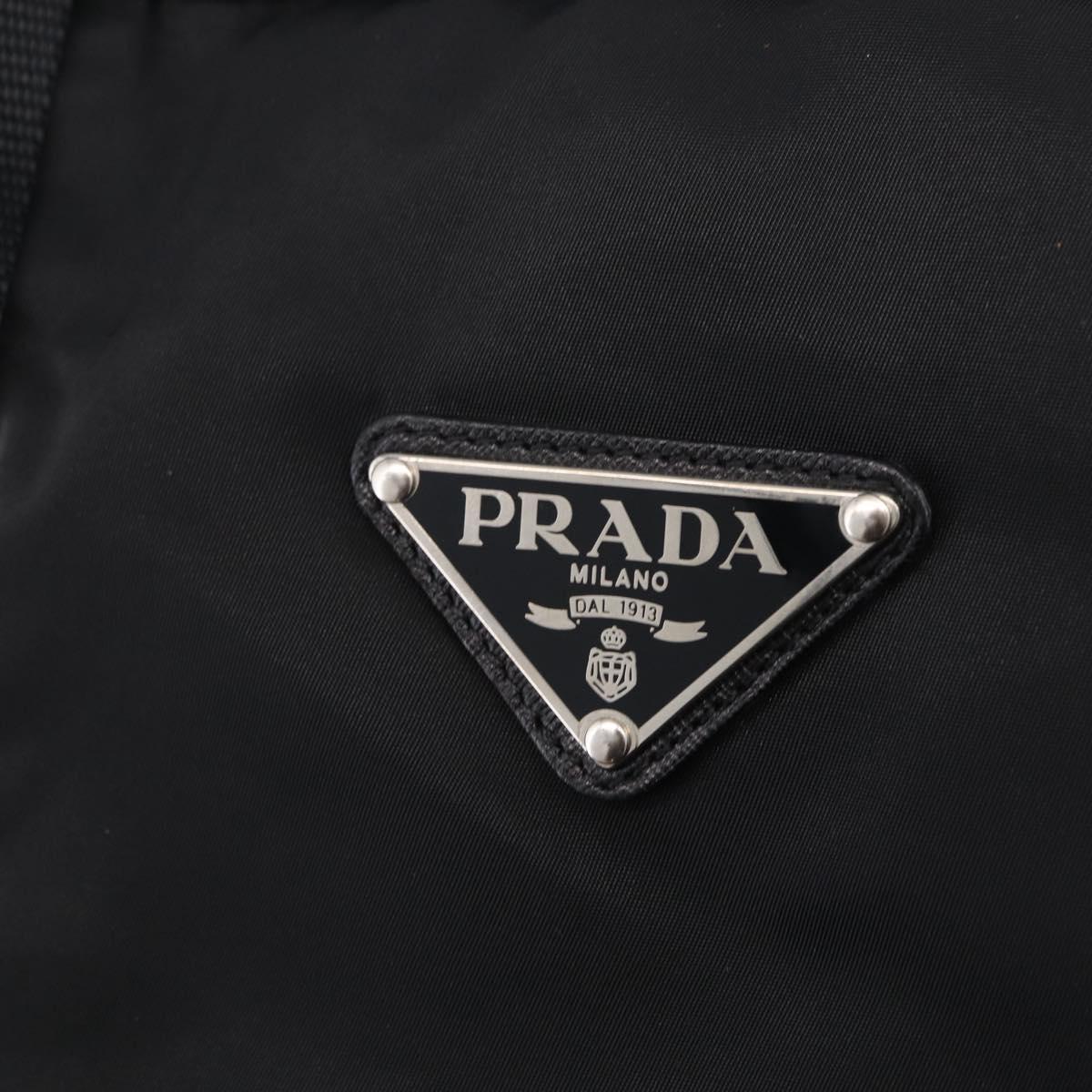 PRADA Boston Bag Nylon 2way Black Silver Auth 205032