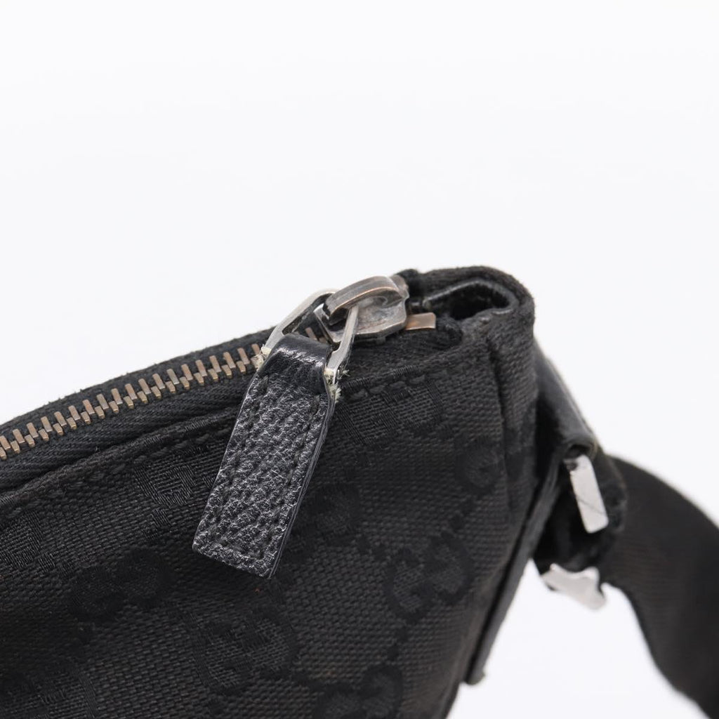 GUCCI GG Canvas Shoulder Bag Black Silver 110054 Auth 205037