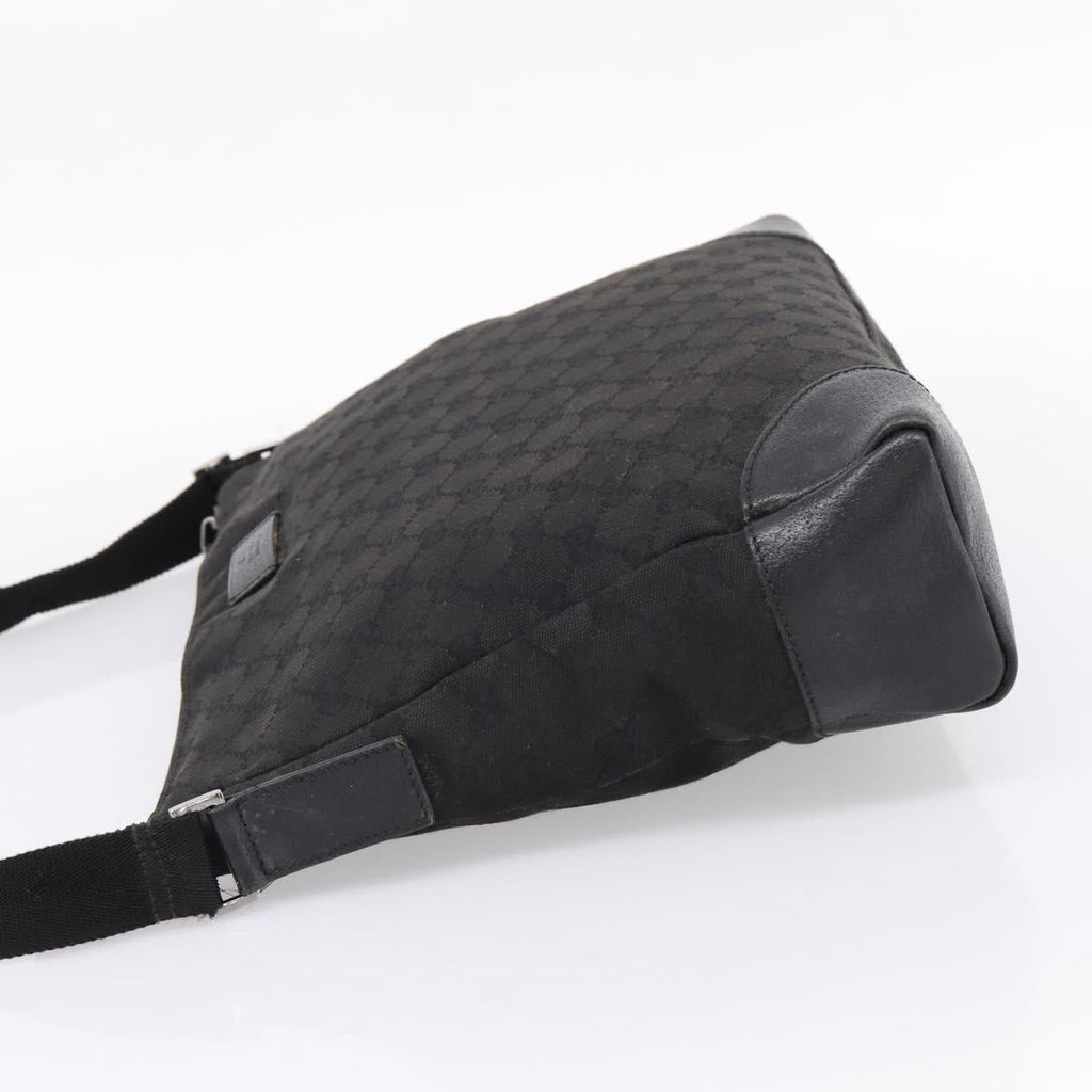 GUCCI GG Canvas Shoulder Bag Black Silver 110054 Auth 205037