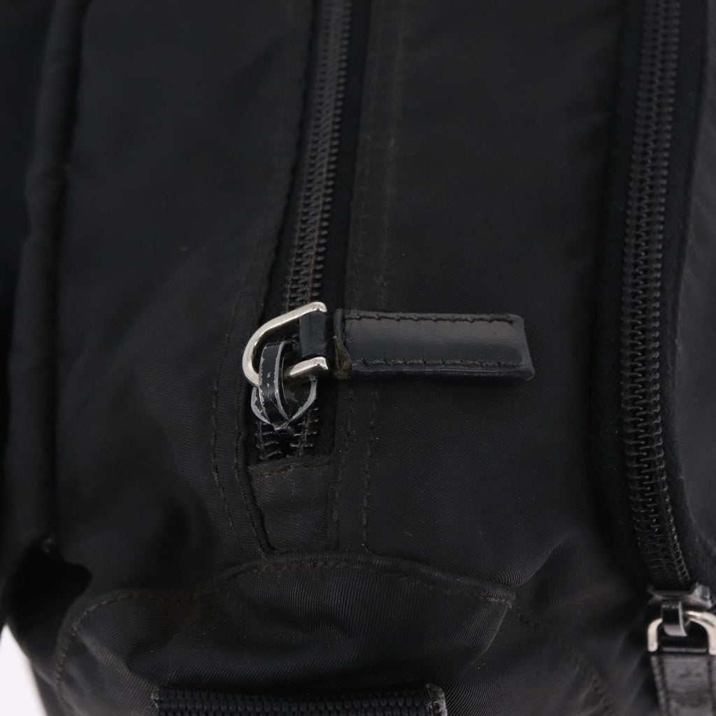 PRADA Shoulder Bag Nylon Black Silver Auth 205048