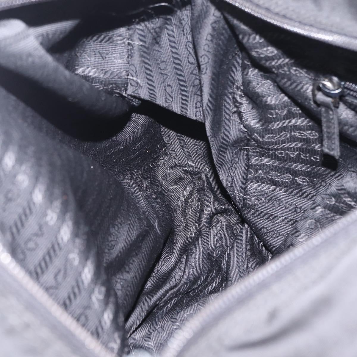 PRADA Shoulder Bag Nylon Black Silver Auth 205048