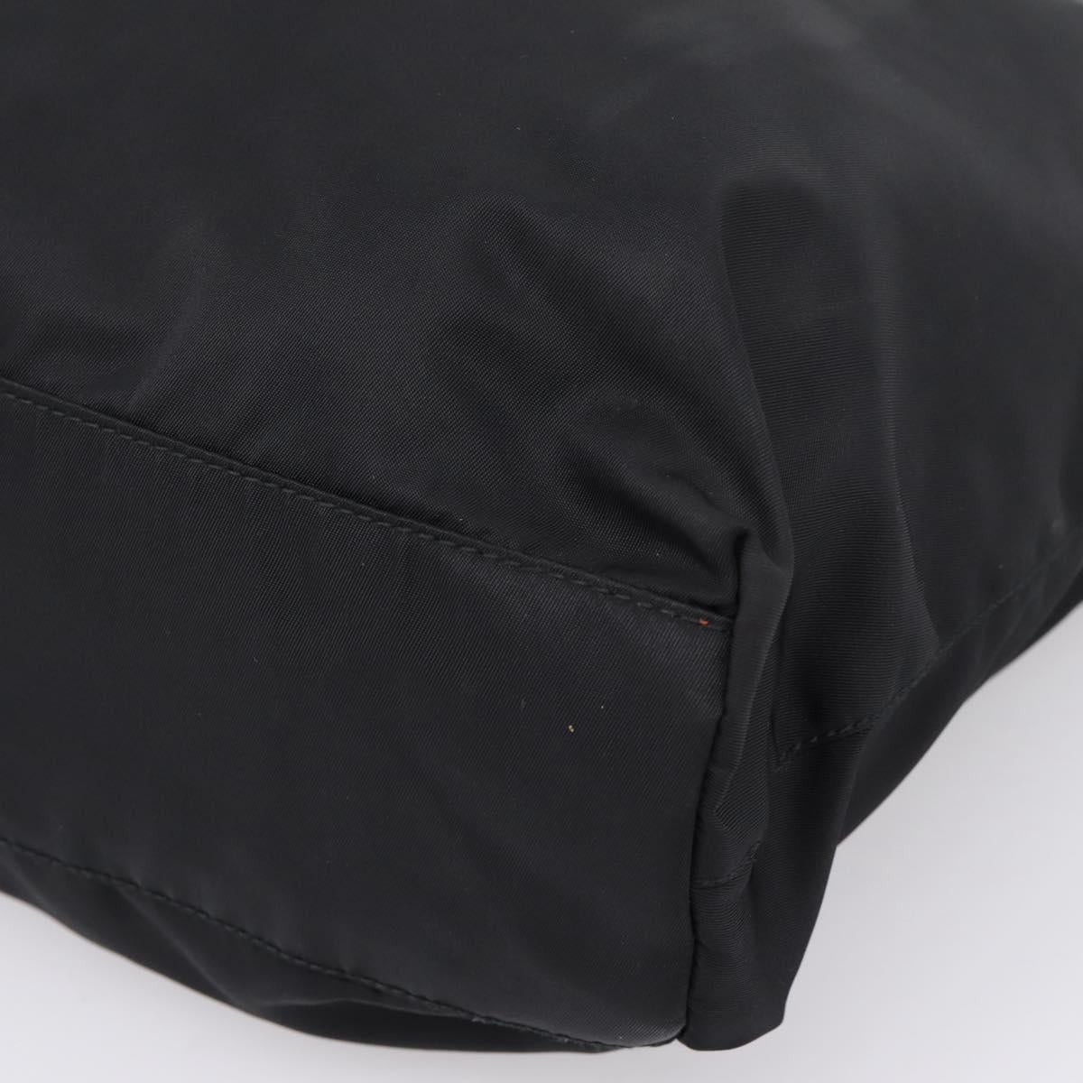 PRADA Hand Bag Nylon Black Silver Auth 205057
