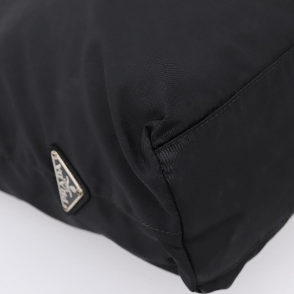 PRADA Hand Bag Nylon Black Silver Auth 205057