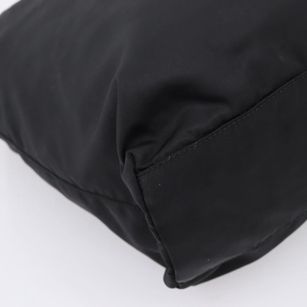 PRADA Hand Bag Nylon Black Silver Auth 205057