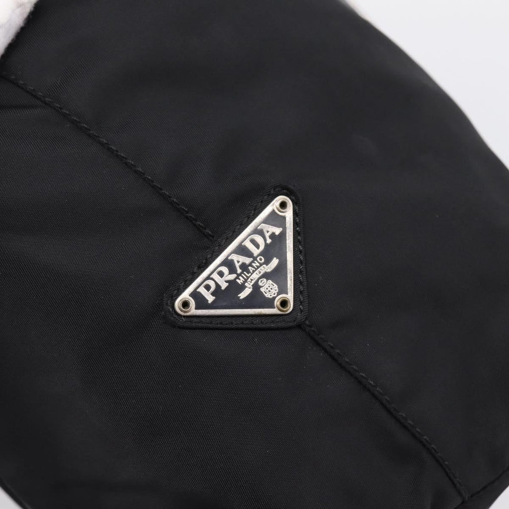 PRADA Hand Bag Nylon Black Silver Auth 205057
