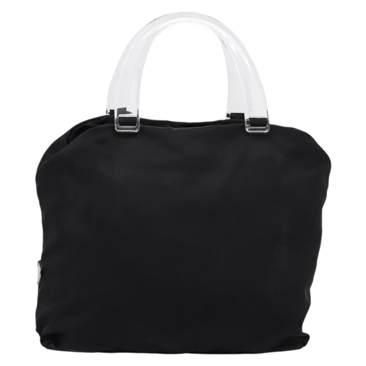 PRADA Hand Bag Nylon Black Silver Auth 205057