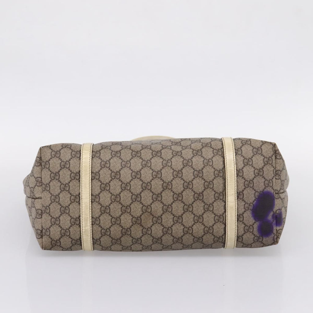 GUCCI GG Supreme Tote Bag PVC Beige Gold 197953 Auth 205060