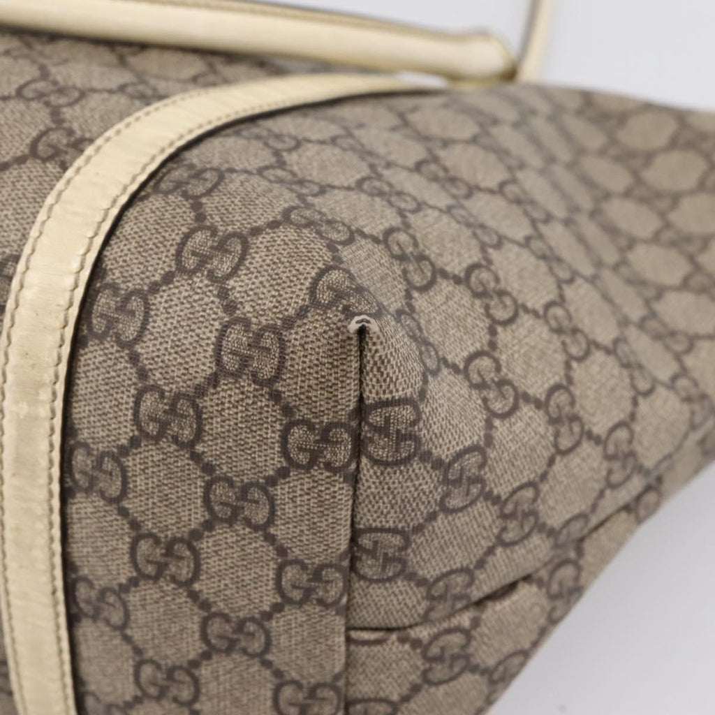 GUCCI GG Supreme Tote Bag PVC Beige Gold 197953 Auth 205060