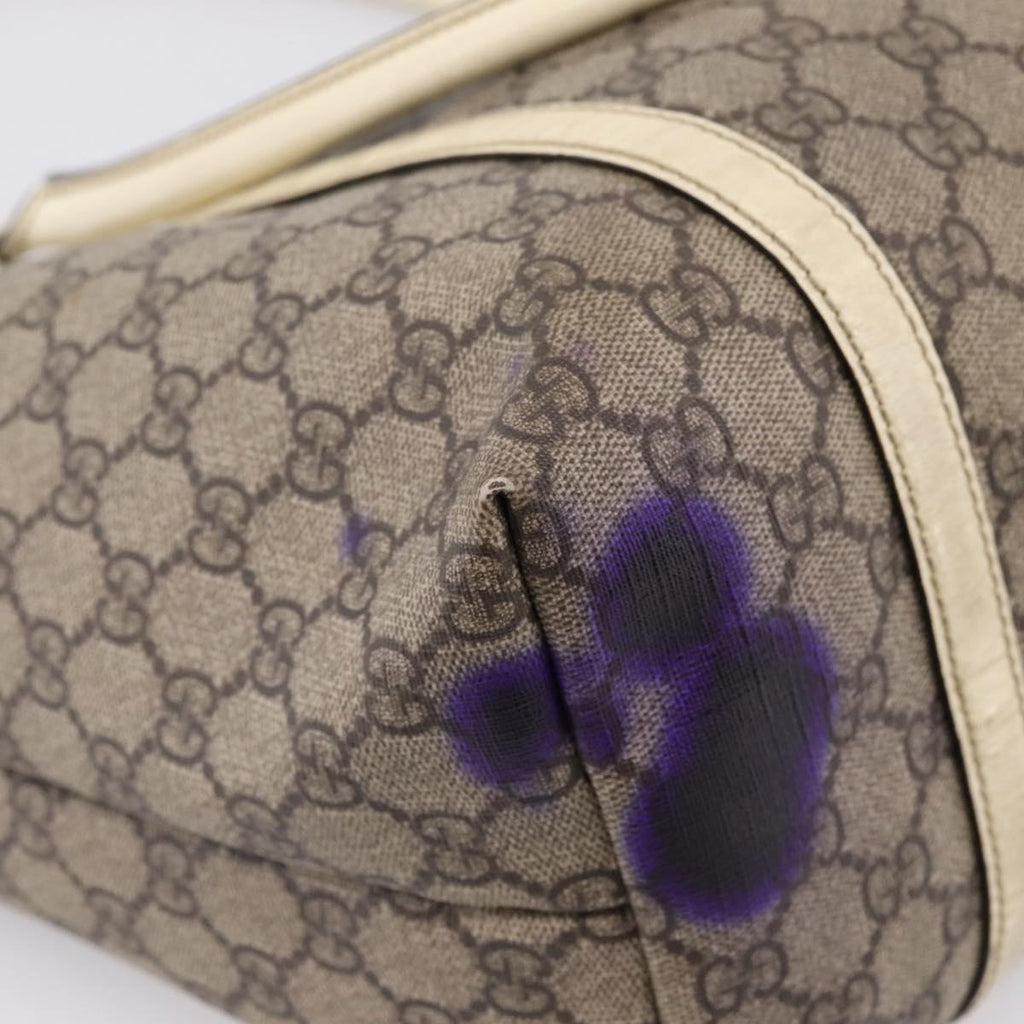 GUCCI GG Supreme Tote Bag PVC Beige Gold 197953 Auth 205060