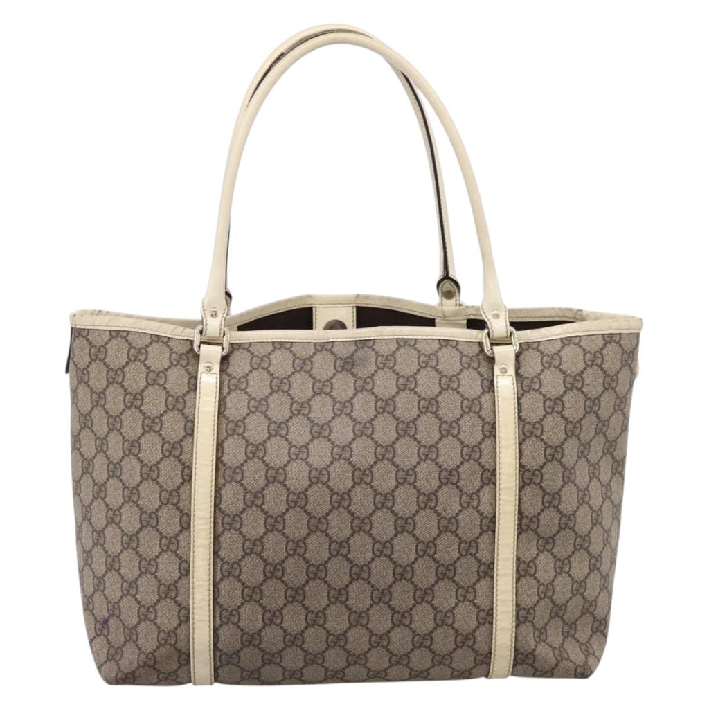 GUCCI GG Supreme Tote Bag PVC Beige Gold 197953 Auth 205060