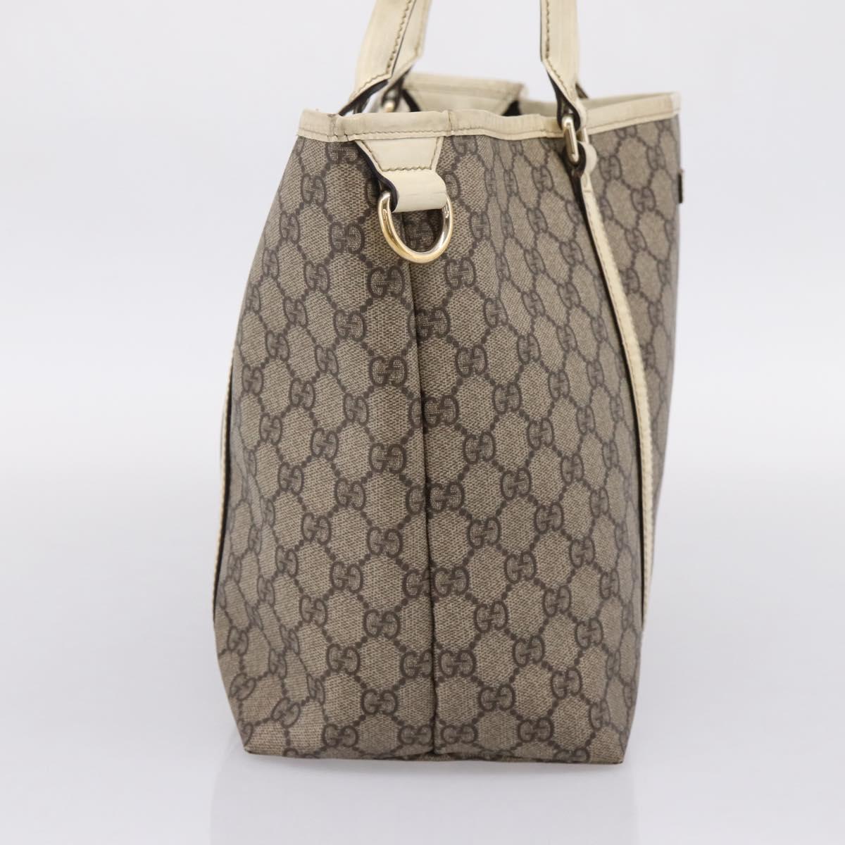 GUCCI GG Supreme Tote Bag PVC Beige Gold 197953 Auth 205060