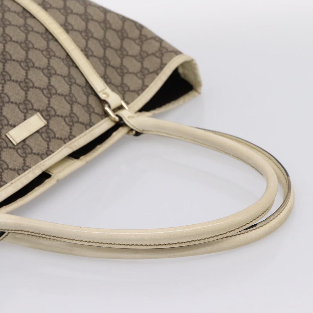 GUCCI GG Supreme Tote Bag PVC Beige Gold 197953 Auth 205060