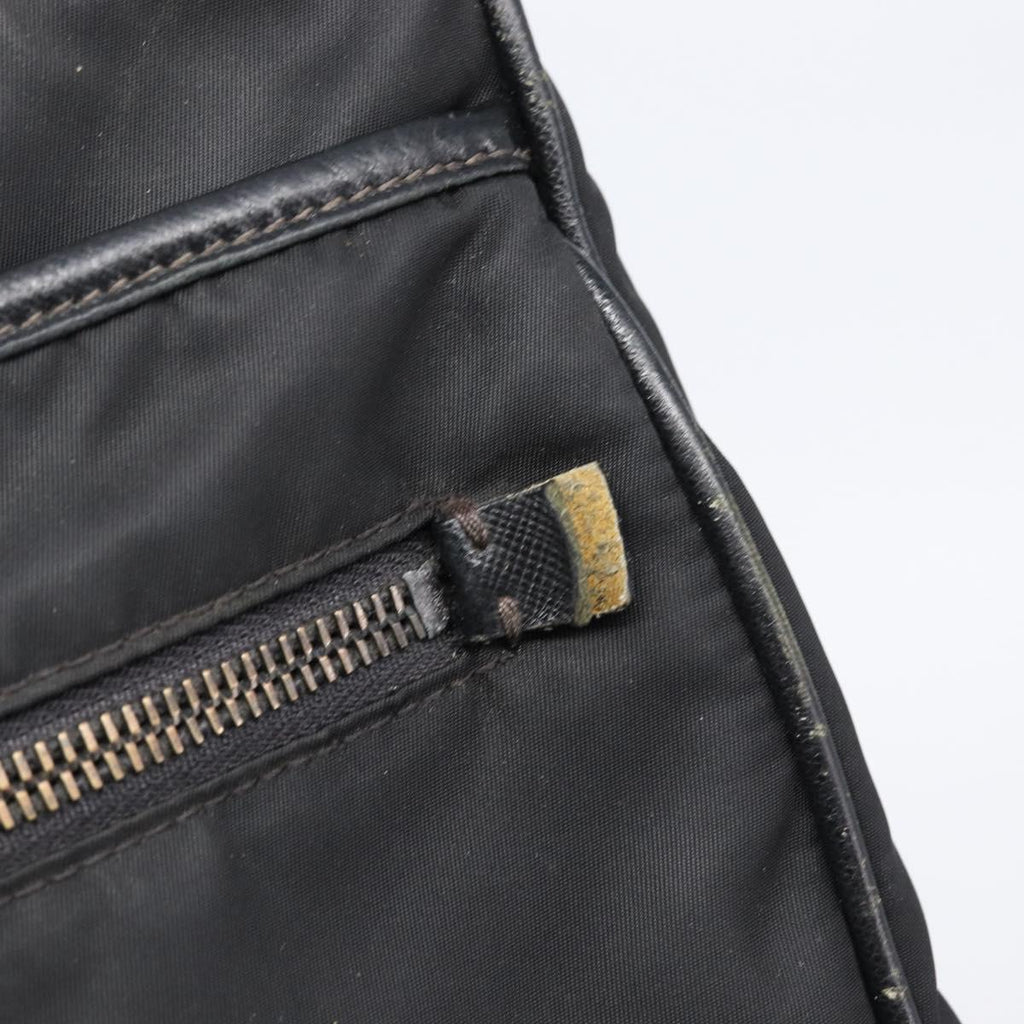 PRADA Shoulder Bag Nylon Black Silver Auth 205158
