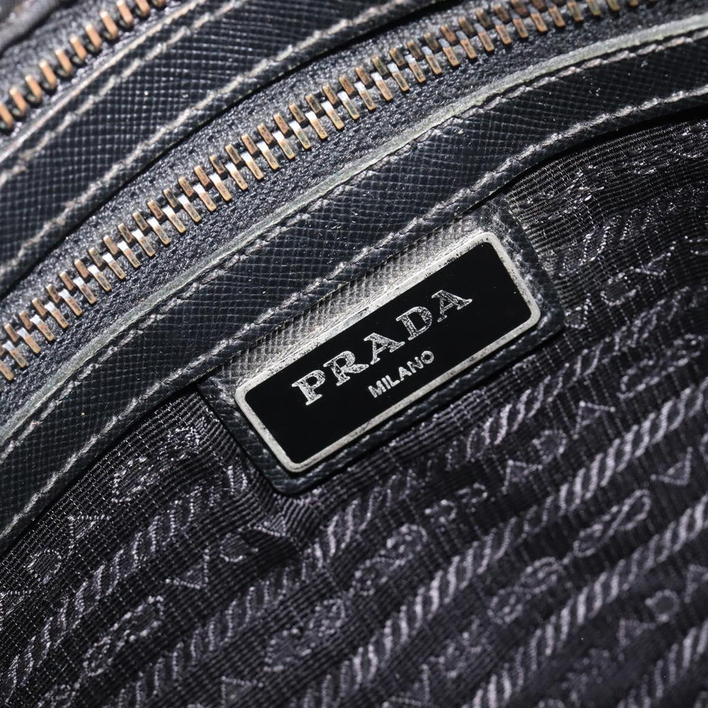 PRADA Shoulder Bag Nylon Black Silver Auth 205158